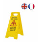Señal aviso "Caution wet floor - Attention plancher mouillé". En inglés y francés. Alta visibilidad para evitar accidentes