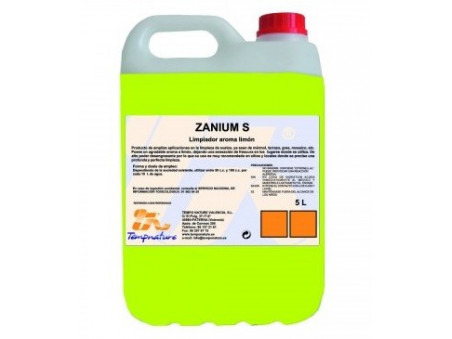 ZANIUM S (20 Lt): Fregasuelos Detergente Higienizante Multiusos para limpieza de todo tipo de suelos. Perfume cítrico Caja 4x5Lt