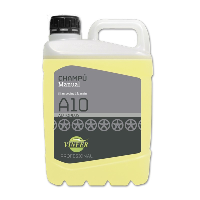 Champú detergente líquido concentrado A10 especial para lavado de carrocerías. Botella 5 Lts