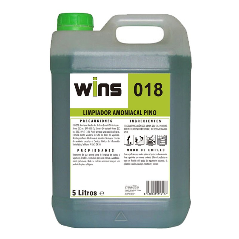 WINS. Limpiador amoniacal pino Wins 018. Envase de 5 Litros.
