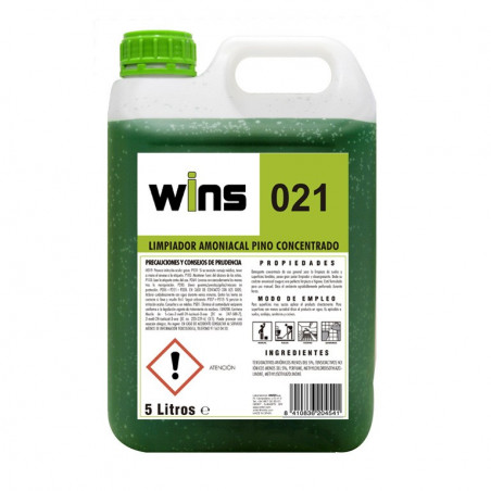 WINS. Limpiador amoniacal pino concentrado Wins 021. Envase 5 L.