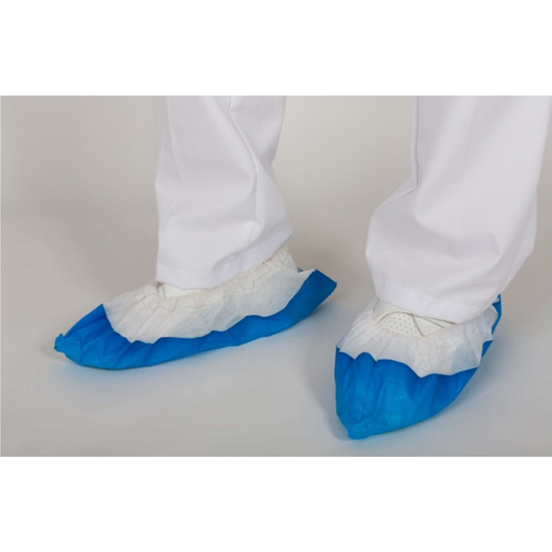 Peuco Cubre zapato antideslizante con suela CPE protección desechable médica. Pack 100 ud