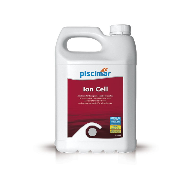PM-635 Ión Cell: antical especial piscinas electrólisis salina. Botella  5 Kg.