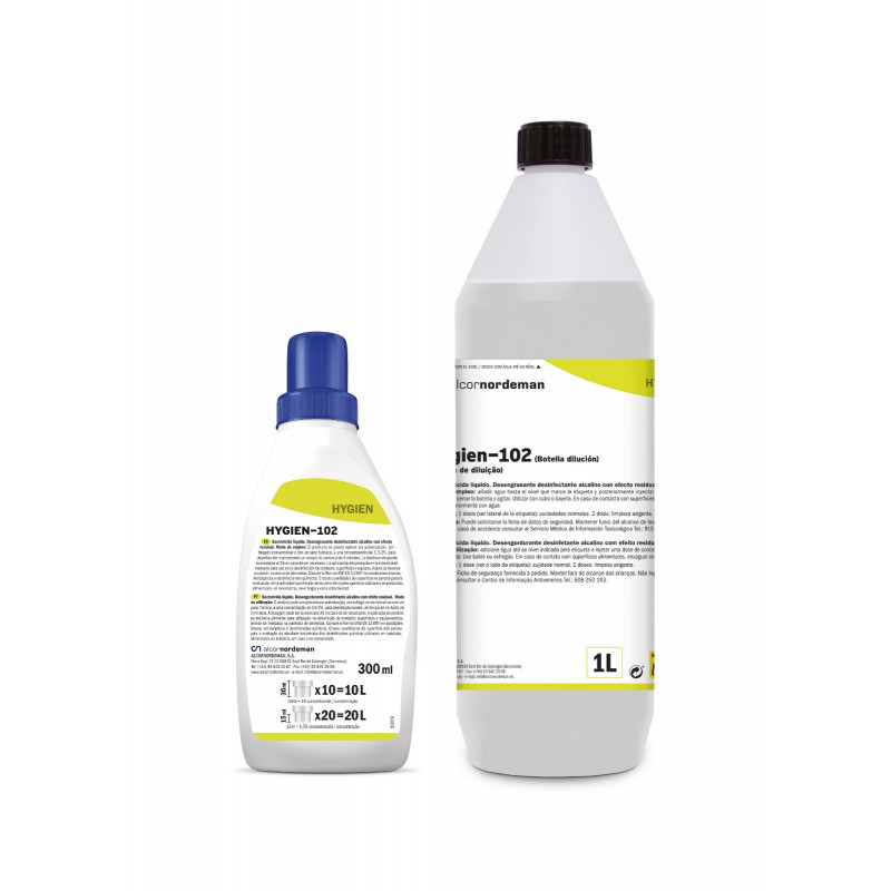 Bactericida Concentrado Hygien 102 HA de Biecolimp. Botella 300 ml. equivale a 10 Lt de producto Bactericida Concentrado Hygien 102 HA de Biecolimp. Botella 300 ml. equivale a 10 Lt de producto