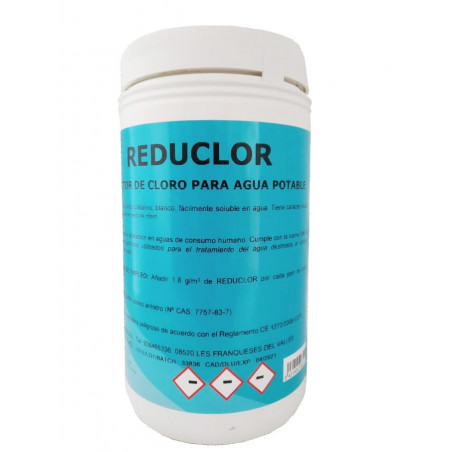 REDUCLOR: reductor de cloro para la desinfección del agua de consumo y piscina. Bote 1 kg