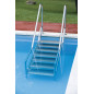 Escalera fácil acceso 6 peldaños de plástico antideslizante. Adaptable en altura para rango de profundidad 1390-1590 mm