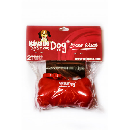 2 Huesos dispensador Nayade System® Dog Bone Pack bolsas excrementos perro + 28 rollos de recambios. Bolsas totales 420