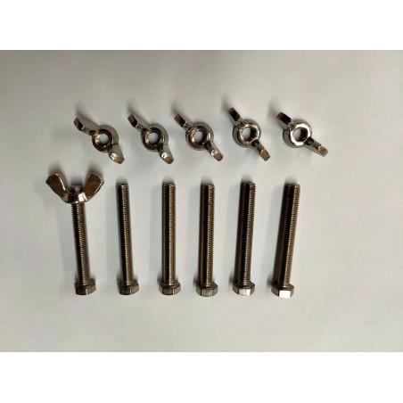 Kit repuesto piscinas 6 Tornillos con Palomillas para pertigas