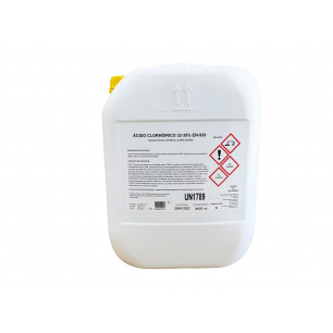pH-  Minus Aguas Potables 24 Kg. Ácido clorhídrico Síntesis 32-35% concentración. EN-939