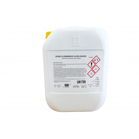 pH-  Minus Aguas Potables 24 Kg. Ácido clorhídrico Síntesis 32-35% concentración. EN-939