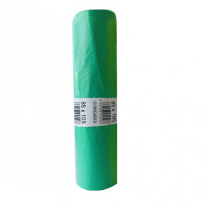 Rollo bolsa basura verde 120 Litros extra grande ideal para contenedores y cubos XL grandes. Extra fuerte y antigoteo. 10 ud