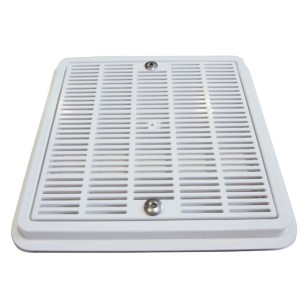 Rejilla con marco y tornillos de fondo para piscinas AstralPool 252x252 mm. Ref. 34331