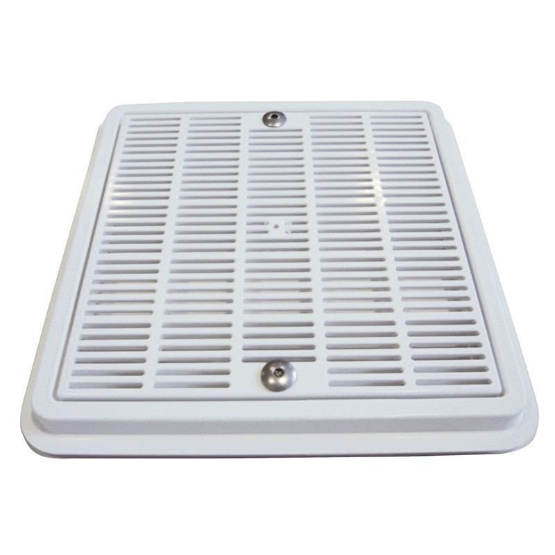 Rejilla con marco y tornillos de fondo para piscinas AstralPool 252x252 mm. Ref. 34331