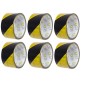 Cinta adhesiva Warning resistente amarillo y negra 48 mm x 10 m. Pack 6 rollos
