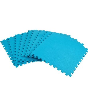 Suelo azul protector de polietileno para piscinas elevadas. 9 láminas de 50 x 50 cm