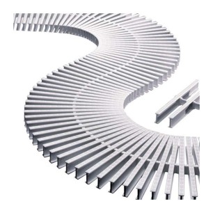 Rejilla compatible Astral Pool para curva. Altura 35 mm. 1 metro lineal