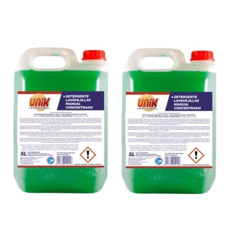 Detergente Lavavajillas Manual Concentrado 5 L. Unik. Caja 2 botellas