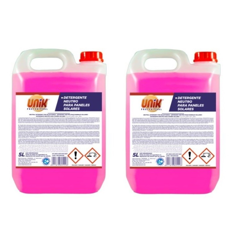 Detergente neutro paneles solares 5 Lt Unik. Caja 2 botellas Detergente neutro paneles solares 5 Lt Unik. Caja 2 botellas