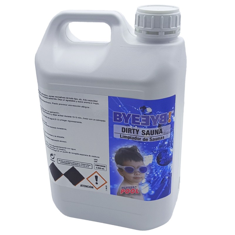 Silvered Pool BYEƎYꓭ! Dirty Sauna: Limpiador enérgico para saunas. Botella 5 Lt