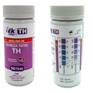 FTK Tiras analizadoras. Medidor dureza total TH. Doble rango medición alto / bajo. Bote 50 tiras