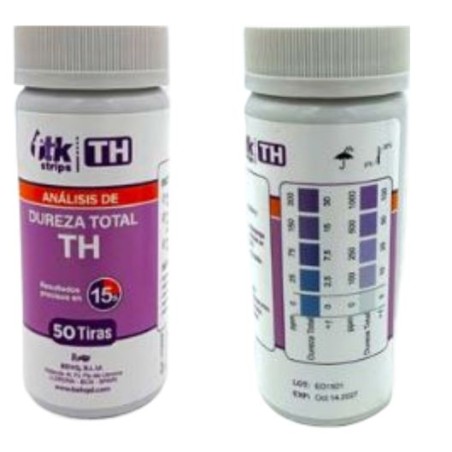 FTK Tiras analizadoras. Medidor dureza total TH. Doble rango medición alto / bajo. Bote 50 tiras