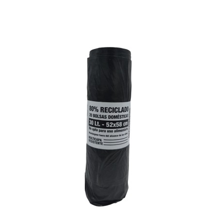 Rollo bolsa basura negra 30 Lt. *52x58 mm. 20 Ud