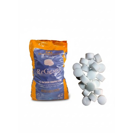Sal mineral Vaccum para Descalcificador y piscinas en Tabletas 20 gr. Saco 25 Kg