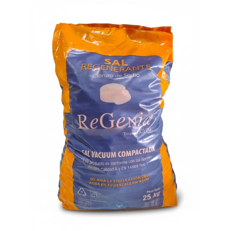 Sal mineral Vaccum para Descalcificador y piscinas en Tabletas 20 gr. Saco 25 Kg
