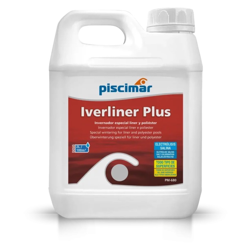 PM-680 Iverliner Plus: Ivernador especial piscinas liner, poliéster electrólisis salina. Botella 0.5 Lt
