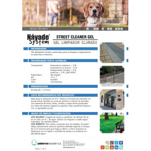 Náyade System® "Street Cleaner Gel" Limpiador Gel Clorado. 1 Lt. Especial mascotas