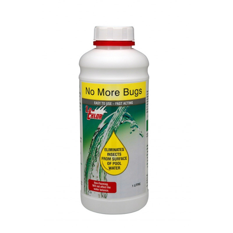 No more bugs, elimina los insectos flotantes en el agua de las piscinas. Botella 1 Lt